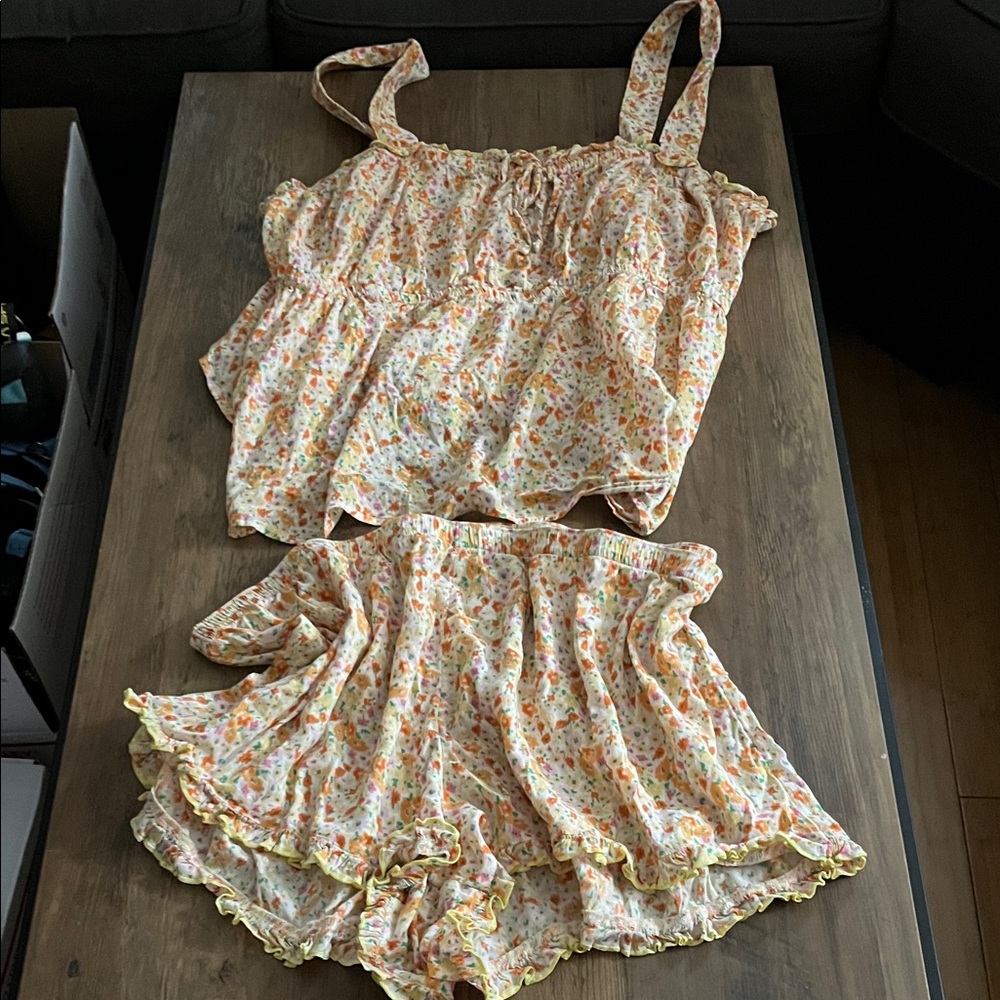 Old Navy Floral Pajama Set - Orange and White